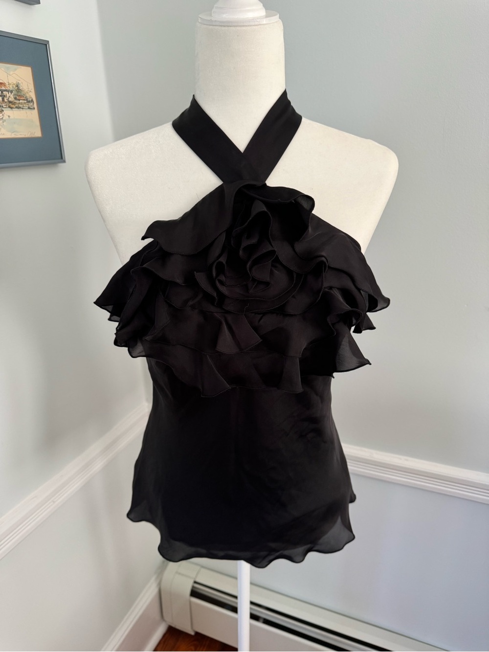 Express Black Ruffled Halter Camisole